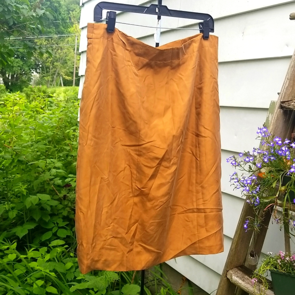 Vintage Apart Silk Dress Career Skirt  Copper Tan Neutral Color sz 16 - Large/XL